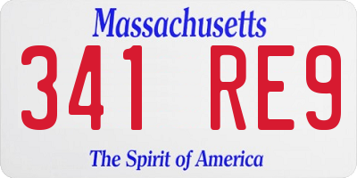 MA license plate 341RE9