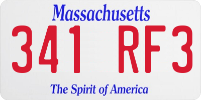 MA license plate 341RF3