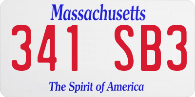 MA license plate 341SB3