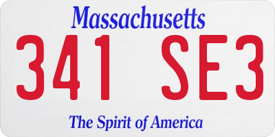 MA license plate 341SE3