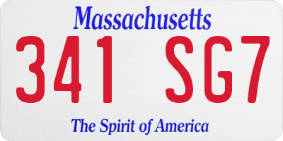 MA license plate 341SG7