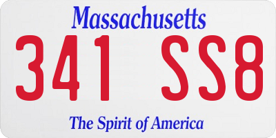 MA license plate 341SS8