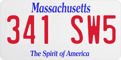 MA license plate 341SW5