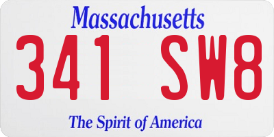 MA license plate 341SW8
