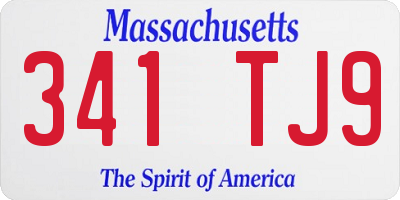 MA license plate 341TJ9