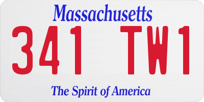 MA license plate 341TW1