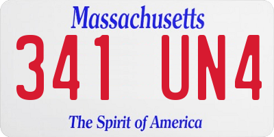 MA license plate 341UN4