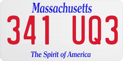 MA license plate 341UQ3