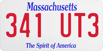 MA license plate 341UT3