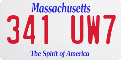 MA license plate 341UW7