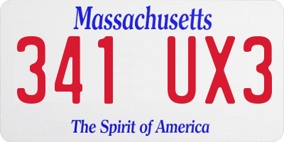 MA license plate 341UX3