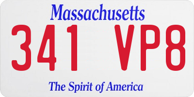 MA license plate 341VP8