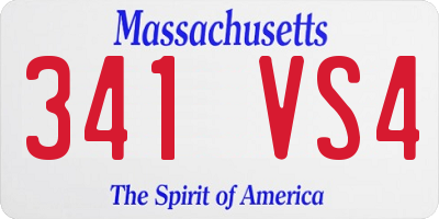 MA license plate 341VS4