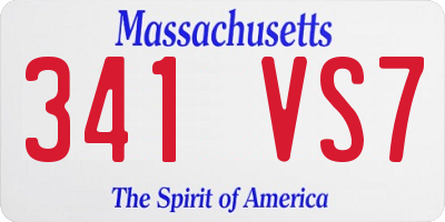 MA license plate 341VS7