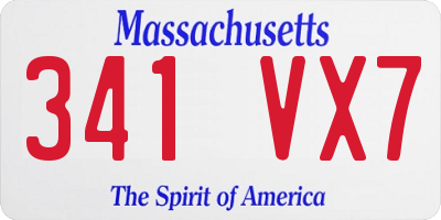 MA license plate 341VX7