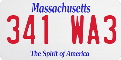 MA license plate 341WA3