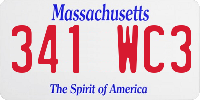 MA license plate 341WC3