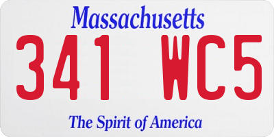 MA license plate 341WC5