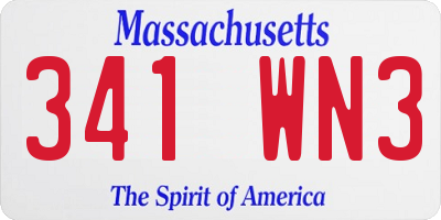 MA license plate 341WN3