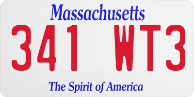 MA license plate 341WT3