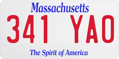 MA license plate 341YA0