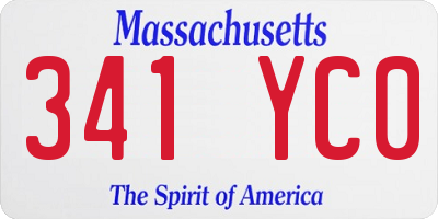 MA license plate 341YC0