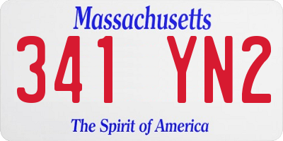 MA license plate 341YN2