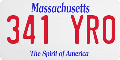 MA license plate 341YR0