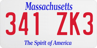 MA license plate 341ZK3