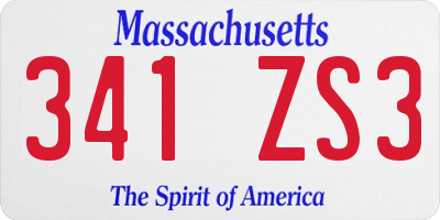 MA license plate 341ZS3