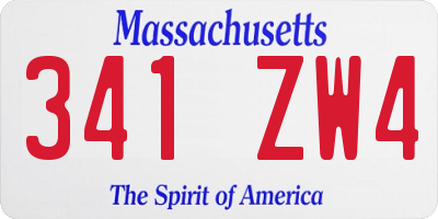 MA license plate 341ZW4