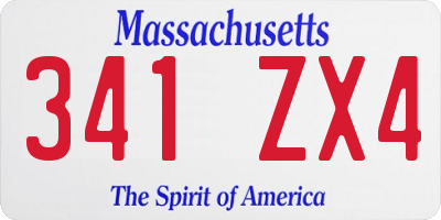MA license plate 341ZX4
