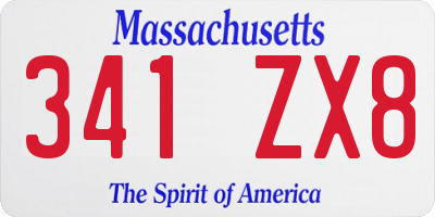 MA license plate 341ZX8