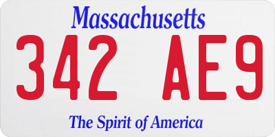 MA license plate 342AE9