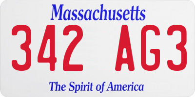 MA license plate 342AG3