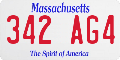 MA license plate 342AG4