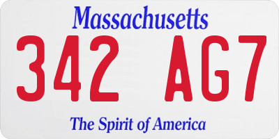 MA license plate 342AG7