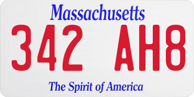 MA license plate 342AH8