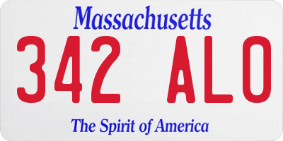 MA license plate 342AL0