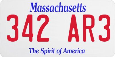 MA license plate 342AR3