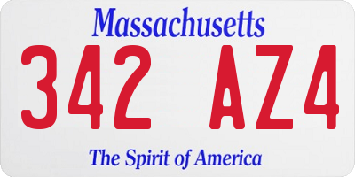 MA license plate 342AZ4