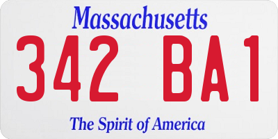 MA license plate 342BA1