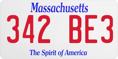 MA license plate 342BE3