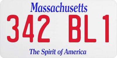 MA license plate 342BL1