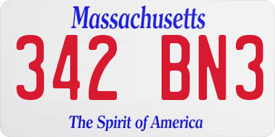 MA license plate 342BN3