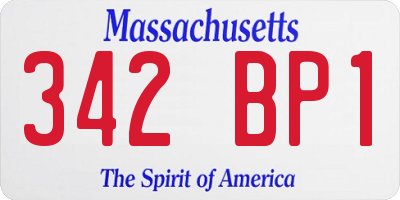 MA license plate 342BP1