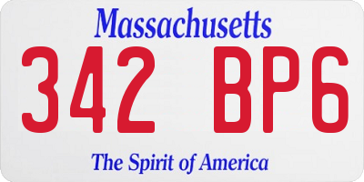 MA license plate 342BP6