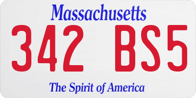 MA license plate 342BS5