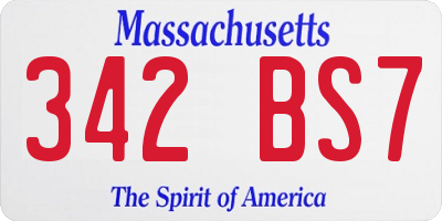 MA license plate 342BS7