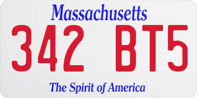 MA license plate 342BT5